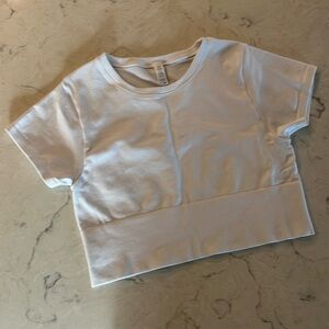 Aerie Sidewalk Seamless Cropped T-Shirt - White - L